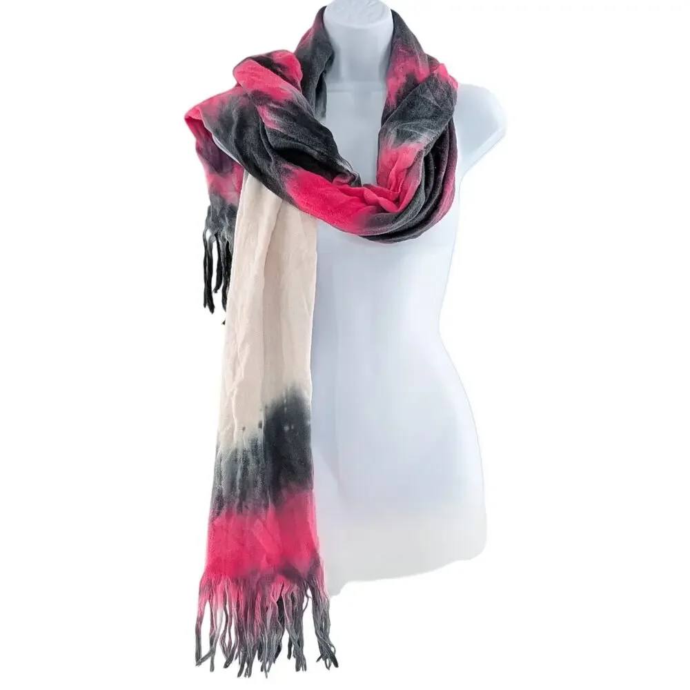 Nordstrom Spring Pink Tie Dye Fringe Scarf
